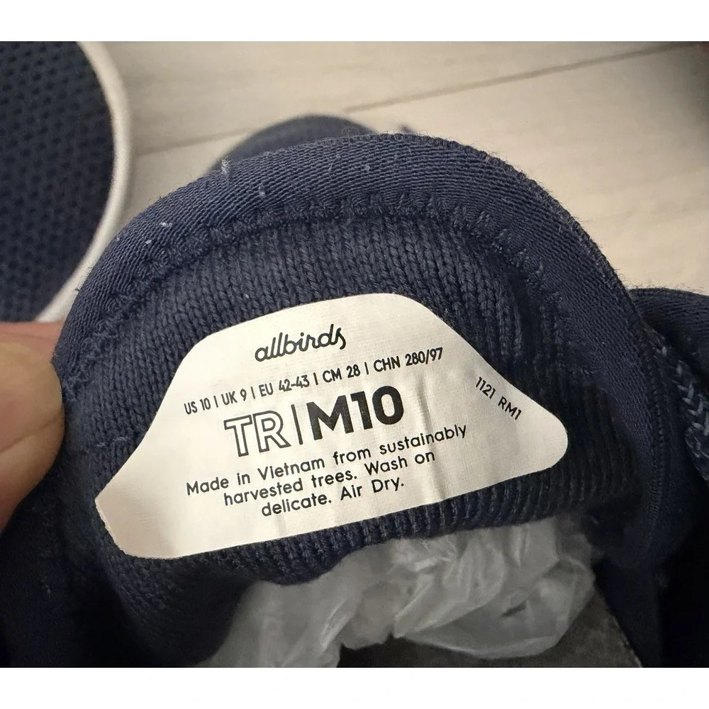 Allbirds Mens Tree Runner Size 10 Blue Sneaker Shoes Casual Comfort Eco Friendly